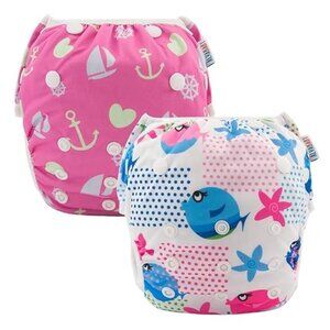 ALVABABY 🟣 GUC Adjustable Swim Diaper for Baby & Toddler with Fish Design